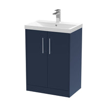 Hudson Reed Juno 600mm Floor Standing 2-door Vanity & Basin 3 Contemp Midnight Blue MFC Painted Matt 853x610x395mm - JJ Building Materials