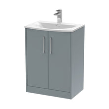 Hudson Reed Juno 600mm Floor Standing 2 Door Vanity & Basin 4 Contemp Coastal Grey MFC Smooth Matt 833x610x440mm - JJ Building Materials