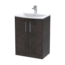 Hudson Reed Juno 600mm Floor Standing 2 Door Vanity & Basin 4 Contemp Metallic Slate MFC Textured Matt 833x610x440mm - JJ Building Materials