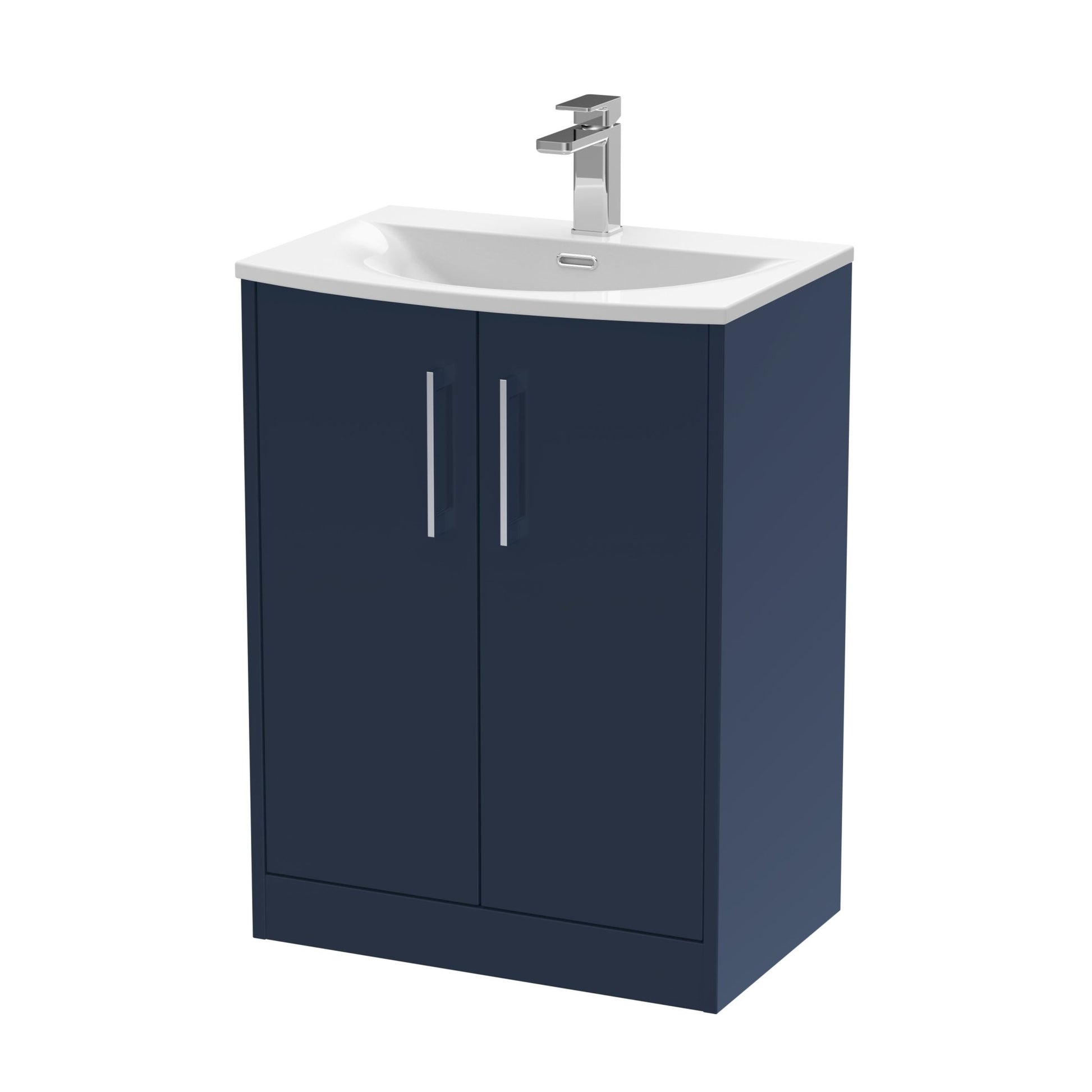 Hudson Reed Juno 600mm Floor Standing 2 - door Vanity & Basin 4 Contemp Midnight Blue MFC Painted Matt 833x610x440mm - JJ Building Materials