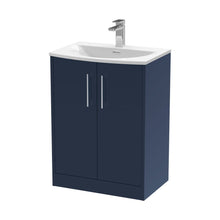 Hudson Reed Juno 600mm Floor Standing 2-door Vanity & Basin 4 Contemp Midnight Blue MFC Painted Matt 833x610x440mm - JJ Building Materials