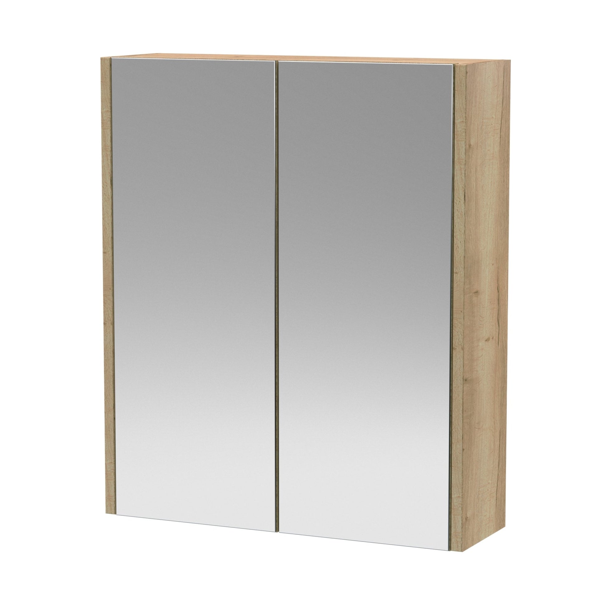 Hudson Reed Juno 600mm Mirror Unit (50/50) Contemp Autumn Oak MFC Textured Woodgrain 715x600x185mm - JJ Building Materials