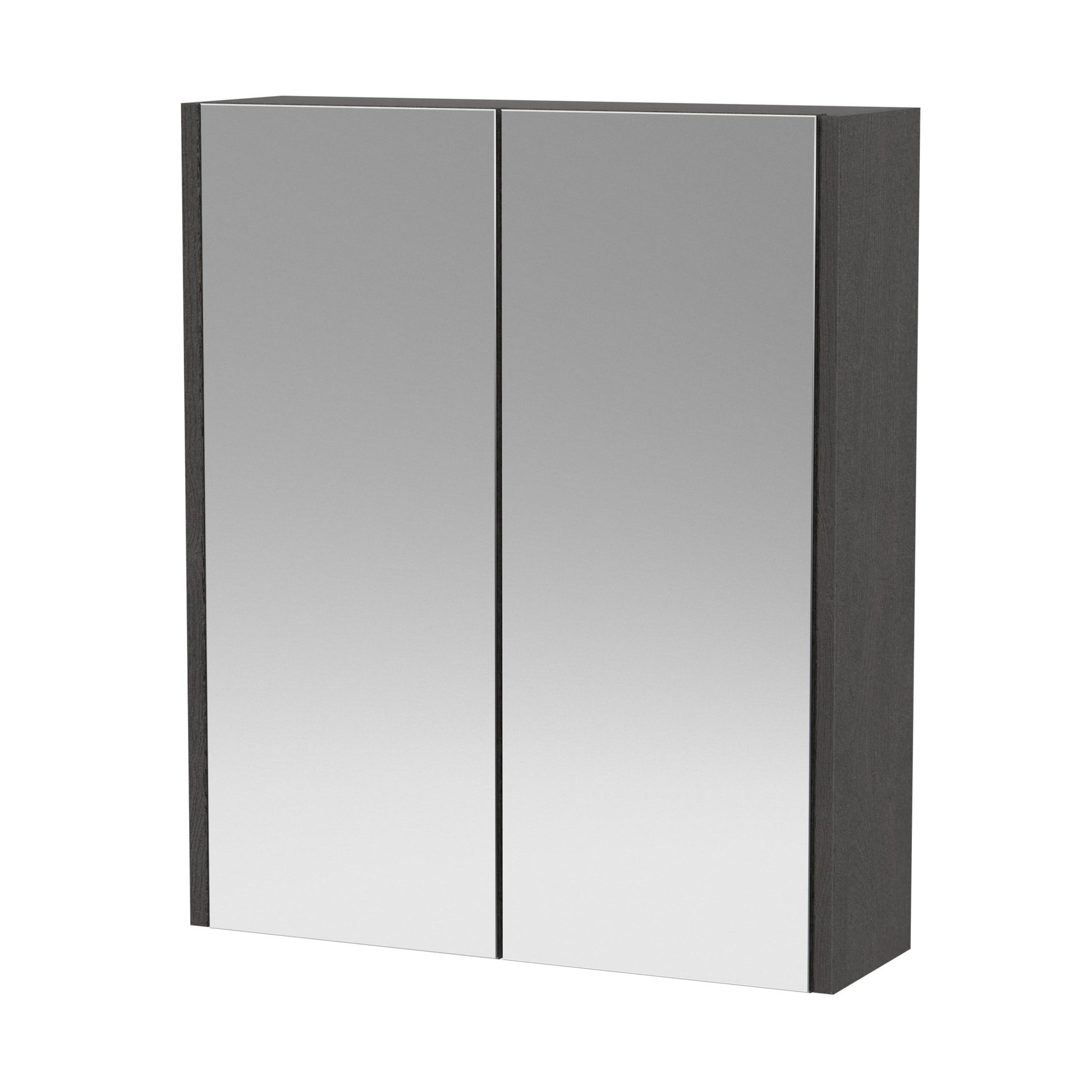 Hudson Reed Juno 600mm Mirror Unit (50/50) Contemp Graphite Grey Woodgrain MFC Textured Woodgrain 715x600x185mm - JJ Building Materials