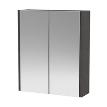 Hudson Reed Juno 600mm Mirror Unit (50/50) Contemp Graphite Grey Woodgrain MFC Textured Woodgrain 715x600x185mm - JJ Building Materials