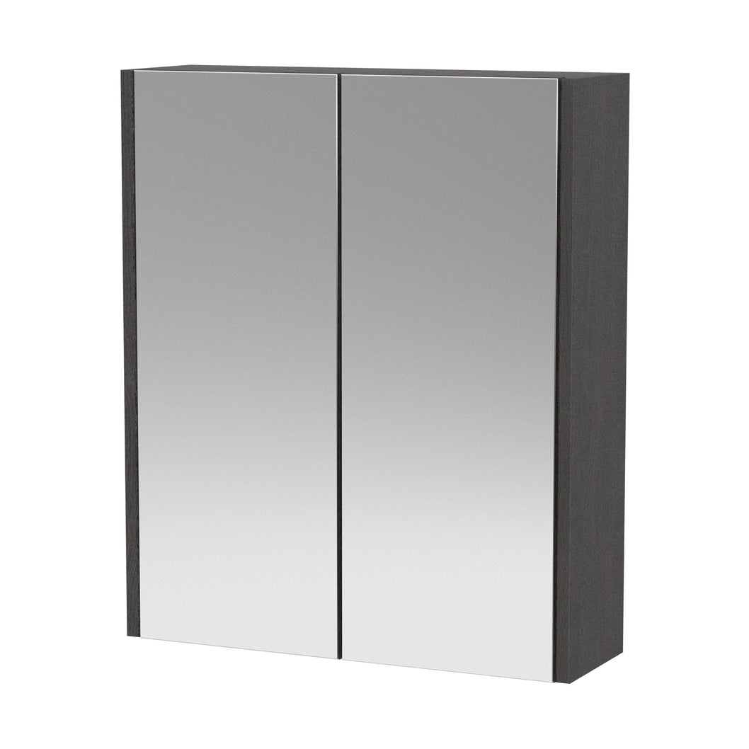 Hudson Reed Juno 600mm Mirror Unit (50/50) Contemp Graphite Grey Woodgrain MFC Textured Woodgrain 715x600x185mm - JJ Building Materials