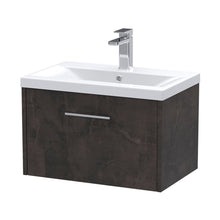Hudson Reed Juno 600mm Wall Hung 1 Drawer Vanity & Basin 1 Contemp Metallic Slate MFC Textured Matt 399x610x390mm - JJ Building Materials