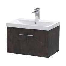 Hudson Reed Juno 600mm Wall Hung 1 Drawer Vanity & Basin 3 Contemp Metallic Slate MFC Textured Matt 409x610x395mm - JJ Building Materials