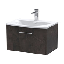 Hudson Reed Juno 600mm Wall Hung 1 Drawer Vanity & Basin 4 Contemp Metallic Slate MFC Textured Matt 389x610x440mm - JJ Building Materials