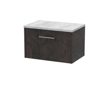 Hudson Reed Juno 600mm Wall Hung 1 Drawer Vanity & Worktop Contemp Metallic Slate MFC Textured Matt 381x605x390mm - JNU2622LBG - JJ Building Materials
