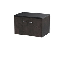 Hudson Reed Juno 600mm Wall Hung 1 Drawer Vanity & Worktop Contemp Metallic Slate MFC Textured Matt 381x605x390mm - JNU2622LSB - JJ Building Materials