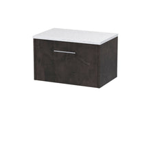 Hudson Reed Juno 600mm Wall Hung 1 Drawer Vanity & Worktop Contemp Metallic Slate MFC Textured Matt 381x605x390mm - JNU2622LSW - JJ Building Materials
