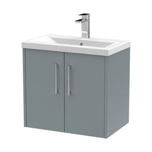 Hudson Reed Juno 600mm Wall Hung 2 Door Vanity & Basin 1 Contemp Coastal Grey MFC Smooth Matt 579x600x390mm - JJ Building Materials