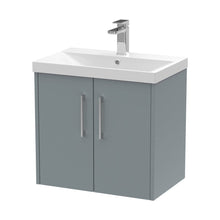 Hudson Reed Juno 600mm Wall Hung 2 Door Vanity & Basin 3 Contemp Coastal Grey MFC Smooth Matt 589x600x395mm - JJ Building Materials