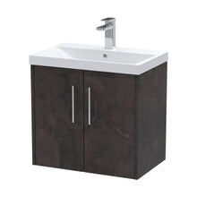 Hudson Reed Juno 600mm Wall Hung 2 Door Vanity & Basin 3 Contemp Metallic Slate MFC Textured Matt 589x610x395mm - JJ Building Materials