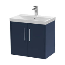 Hudson Reed Juno 600mm Wall Hung 2-door Vanity & Basin 3 Contemp Midnight Blue MFC Painted Matt 589x610x395mm - JJ Building Materials