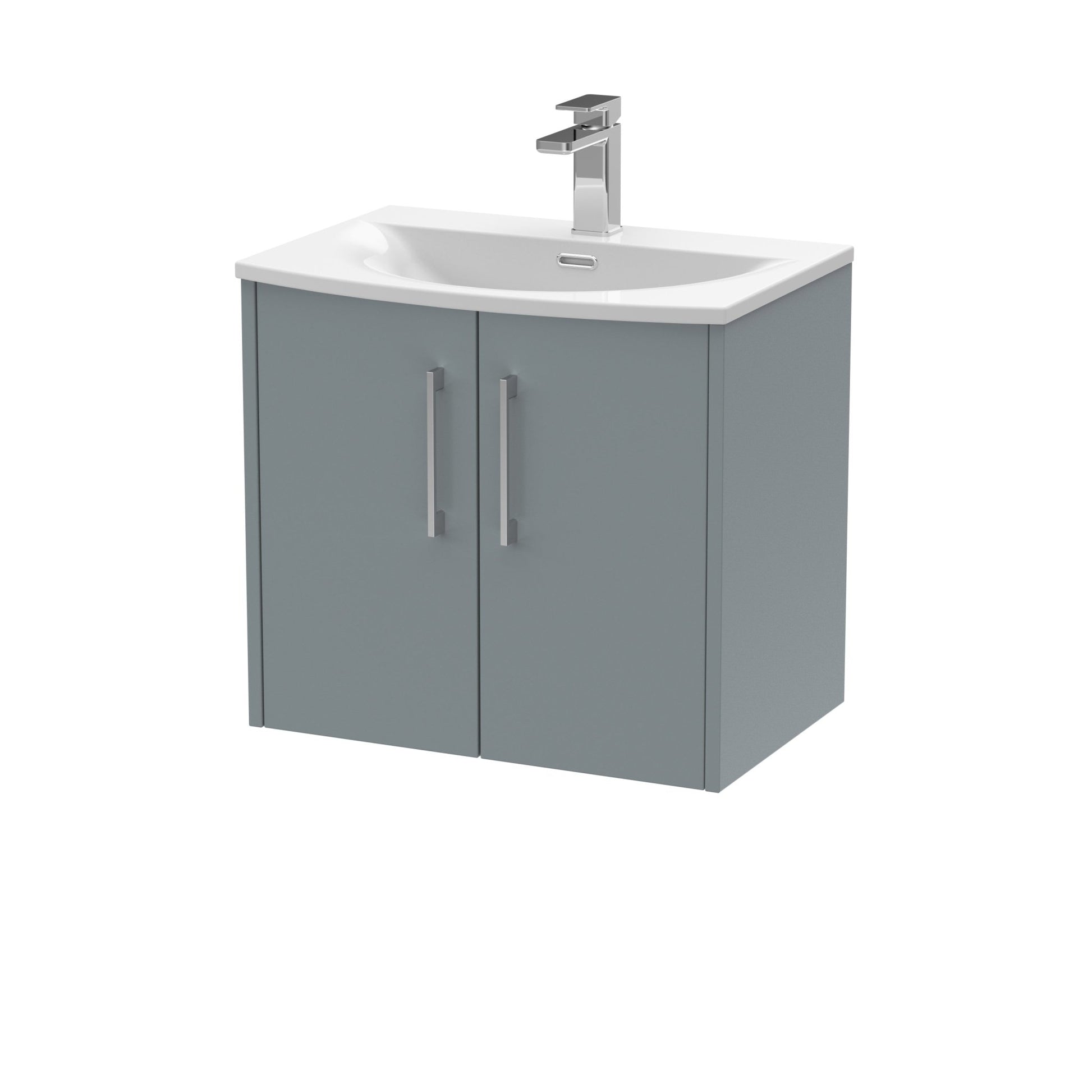 Hudson Reed Juno 600mm Wall Hung 2 Door Vanity & Basin 4 Contemp Coastal Grey MFC Smooth Matt 569x610x440mm - JJ Building Materials