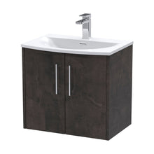 Hudson Reed Juno 600mm Wall Hung 2 Door Vanity & Basin 4 Contemp Metallic Slate MFC Textured Matt 569x610x440mm - JJ Building Materials