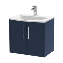 Hudson Reed Juno 600mm Wall Hung 2-door Vanity & Basin 4 Contemp Midnight Blue MFC Painted Matt 569x610x440mm - JJ Building Materials