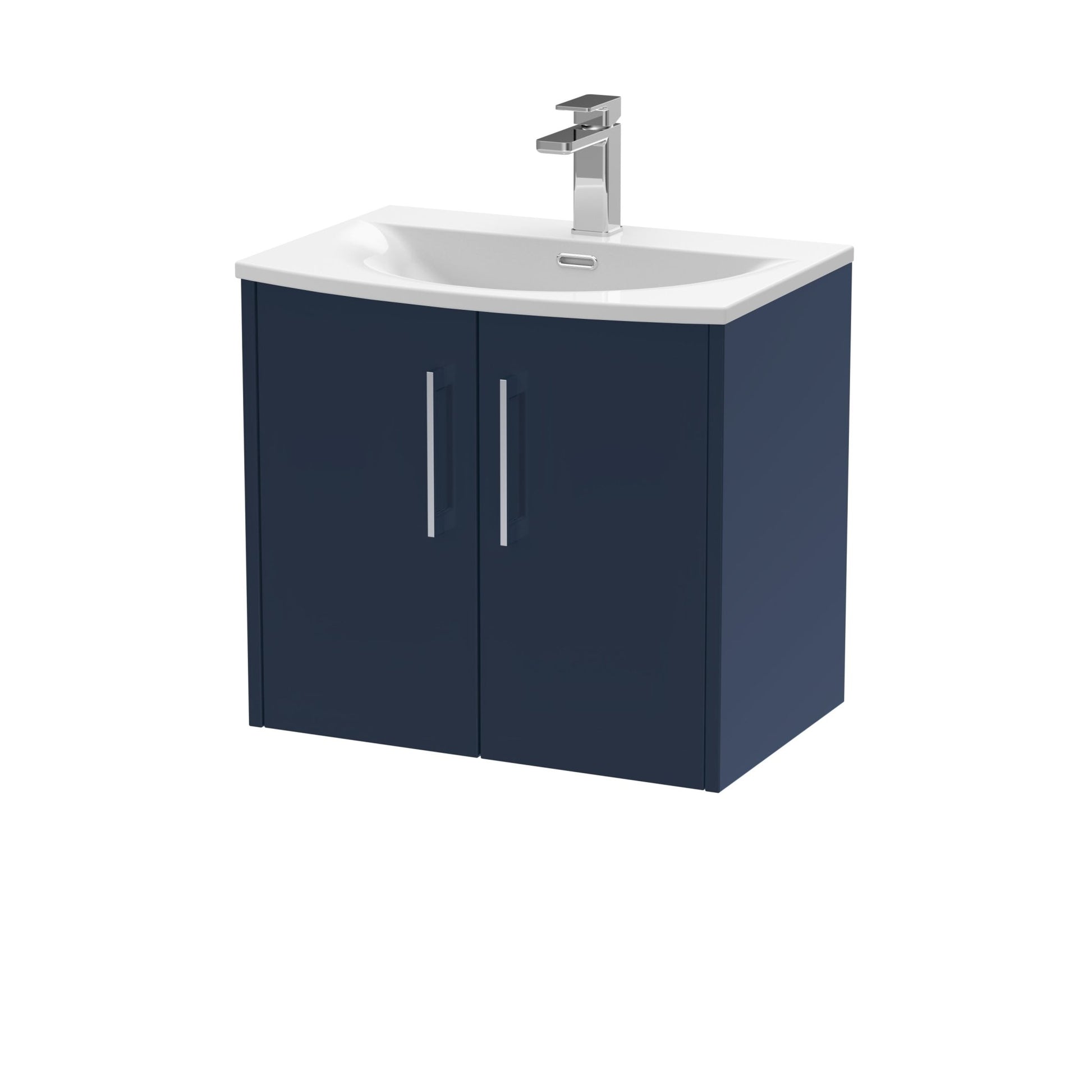 Hudson Reed Juno 600mm Wall Hung 2 - door Vanity & Basin 4 Contemp Midnight Blue MFC Painted Matt 569x610x440mm - JJ Building Materials