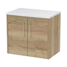 Hudson Reed Juno 600mm Wall Hung 2 Door Vanity & Laminate Top Contemp Autumn Oak MFC Textured Woodgrain 561x605x390mm - JNU1823LSW - JJ Building Materials