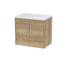 Hudson Reed Juno 600mm Wall Hung 2 Door Vanity & Laminate Top Contemp Autumn Oak MFC Textured Woodgrain 561x605x390mm - JNU1823LSW - JJ Building Materials