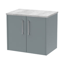 Hudson Reed Juno 600mm Wall Hung 2 Door Vanity & Laminate Top Contemp Coastal Grey MFC Smooth Matt 561x605x390mm - JNU2323LBG - JJ Building Materials