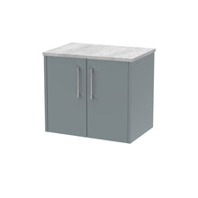 Hudson Reed Juno 600mm Wall Hung 2 Door Vanity & Laminate Top Contemp Coastal Grey MFC Smooth Matt 561x605x390mm - JNU2323LBG - JJ Building Materials