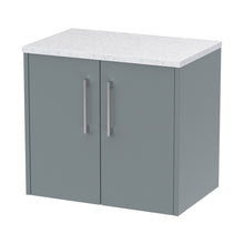 Hudson Reed Juno 600mm Wall Hung 2 Door Vanity & Laminate Top Contemp Coastal Grey MFC Smooth Matt 561x605x390mm - JNU2323LSW - JJ Building Materials