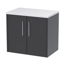 Hudson Reed Juno 600mm Wall Hung 2 Door Vanity & Laminate Top Contemp Graphite Grey Woodgrain MFC Textured Woodgrain 561x605x390mm - JNU2223LSW - JJ Building Materials