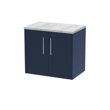 Hudson Reed Juno 600mm Wall Hung 2 - door Vanity & Laminate Worktop Contemp Midnight Blue MFC Painted Matt 561x605x390mm - JNU2923LBG - JJ Building Materials