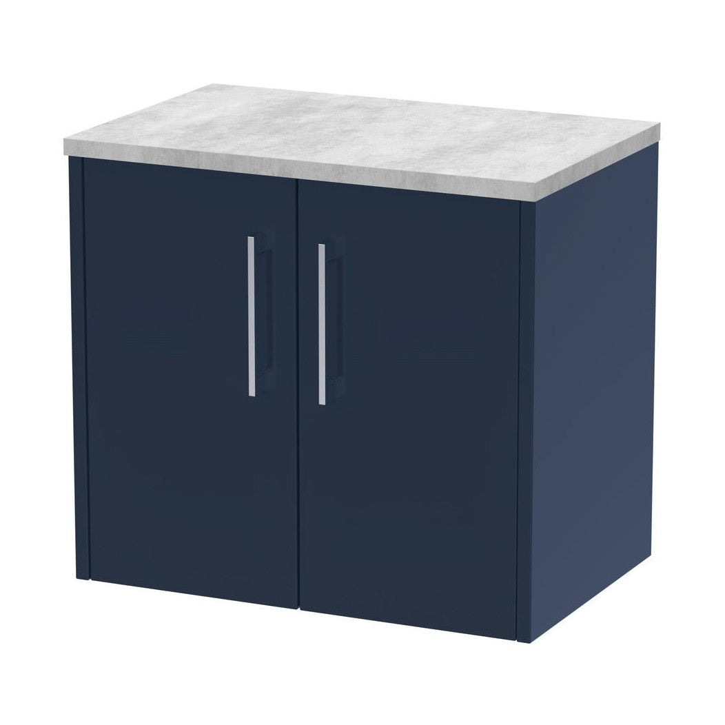 Hudson Reed Juno 600mm Wall Hung 2-door Vanity & Laminate Worktop Contemp Midnight Blue MFC Painted Matt 561x605x390mm - JNU2923LBG - JJ Building Materials