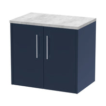Hudson Reed Juno 600mm Wall Hung 2-door Vanity & Laminate Worktop Contemp Midnight Blue MFC Painted Matt 561x605x390mm - JNU2923LBG - JJ Building Materials