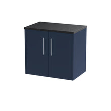 Hudson Reed Juno 600mm Wall Hung 2 - door Vanity & Laminate Worktop Contemp Midnight Blue MFC Painted Matt 561x605x390mm - JNU2923LSB - JJ Building Materials
