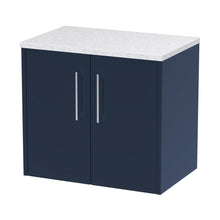 Hudson Reed Juno 600mm Wall Hung 2-door Vanity & Laminate Worktop Contemp Midnight Blue MFC Painted Matt 561x605x390mm - JNU2923LSW - JJ Building Materials