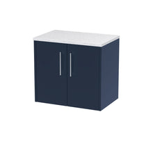 Hudson Reed Juno 600mm Wall Hung 2 - door Vanity & Laminate Worktop Contemp Midnight Blue MFC Painted Matt 561x605x390mm - JNU2923LSW - JJ Building Materials