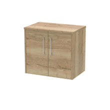 Hudson Reed Juno 600mm Wall Hung 2 Door Vanity & Worktop Contemp Autumn Oak MFC Textured Woodgrain 557x605x390mm - JJ Building Materials