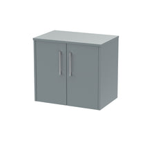 Hudson Reed Juno 600mm Wall Hung 2 Door Vanity & Worktop Contemp Coastal Grey MFC Smooth Matt 557x605x390mm - JJ Building Materials