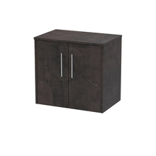 Hudson Reed Juno 600mm Wall Hung 2 Door Vanity & Worktop Contemp Metallic Slate MFC Textured Matt 557x605x390mm - JJ Building Materials