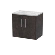 Hudson Reed Juno 600mm Wall Hung 2 Door Vanity & Worktop Contemp Metallic Slate MFC Textured Matt 561x605x390mm - JNU2623LBG - JJ Building Materials