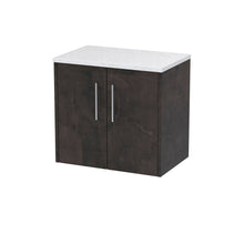 Hudson Reed Juno 600mm Wall Hung 2 Door Vanity & Worktop Contemp Metallic Slate MFC Textured Matt 561x605x390mm - JNU2623LSW - JJ Building Materials