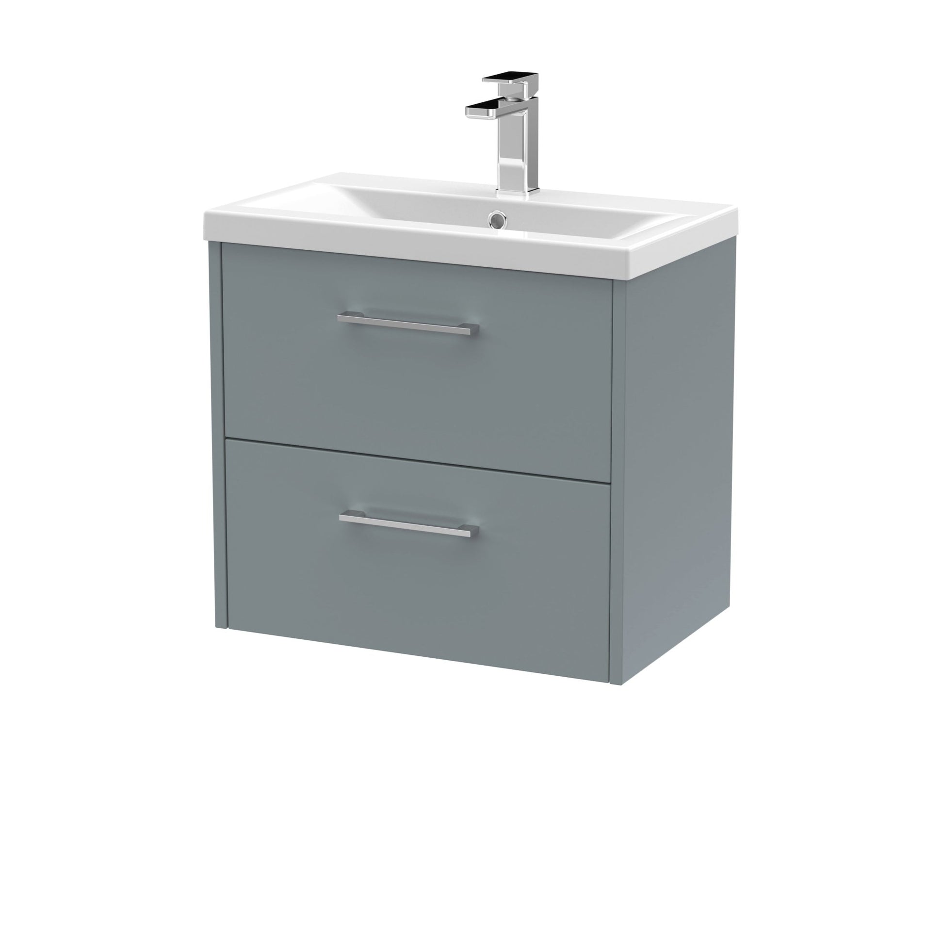 Hudson Reed Juno 600mm Wall Hung 2 Drawer Vanity & Basin 1 Contemp Coastal Grey MFC Smooth Matt 579x600x390mm - JJ Building Materials
