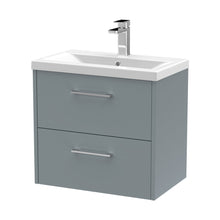 Hudson Reed Juno 600mm Wall Hung 2 Drawer Vanity & Basin 1 Contemp Coastal Grey MFC Smooth Matt 579x600x390mm - JJ Building Materials
