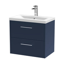 Hudson Reed Juno 600mm Wall Hung 2-drawer Vanity & Basin 1 Contemp Midnight Blue MFC Painted Matt 579x610x390mm - JJ Building Materials
