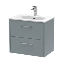Hudson Reed Juno 600mm Wall Hung 2 Drawer Vanity & Basin 2 Contemp Coastal Grey MFC Smooth Matt 554x600x390mm - JJ Building Materials