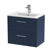 Hudson Reed Juno 600mm Wall Hung 2-drawer Vanity & Basin 2 Contemp Midnight Blue MFC Painted Matt 557x600x390mm - JJ Building Materials