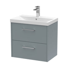 Hudson Reed Juno 600mm Wall Hung 2 Drawer Vanity & Basin 3 Contemp Coastal Grey MFC Smooth Matt 589x600x395mm - JJ Building Materials