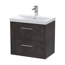 Hudson Reed Juno 600mm Wall Hung 2 Drawer Vanity & Basin 3 Contemp Metallic Slate MFC Textured Matt 589x610x395mm - JJ Building Materials
