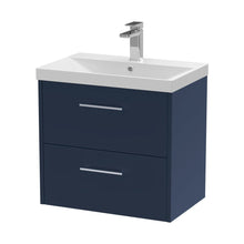 Hudson Reed Juno 600mm Wall Hung 2-drawer Vanity & Basin 3 Contemp Midnight Blue MFC Painted Matt 589x610x395mm - JJ Building Materials
