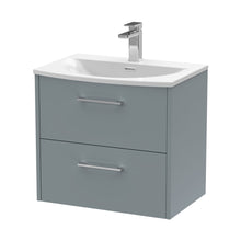 Hudson Reed Juno 600mm Wall Hung 2 Drawer Vanity & Basin 4 Contemp Coastal Grey MFC Smooth Matt 569x610x440mm - JJ Building Materials