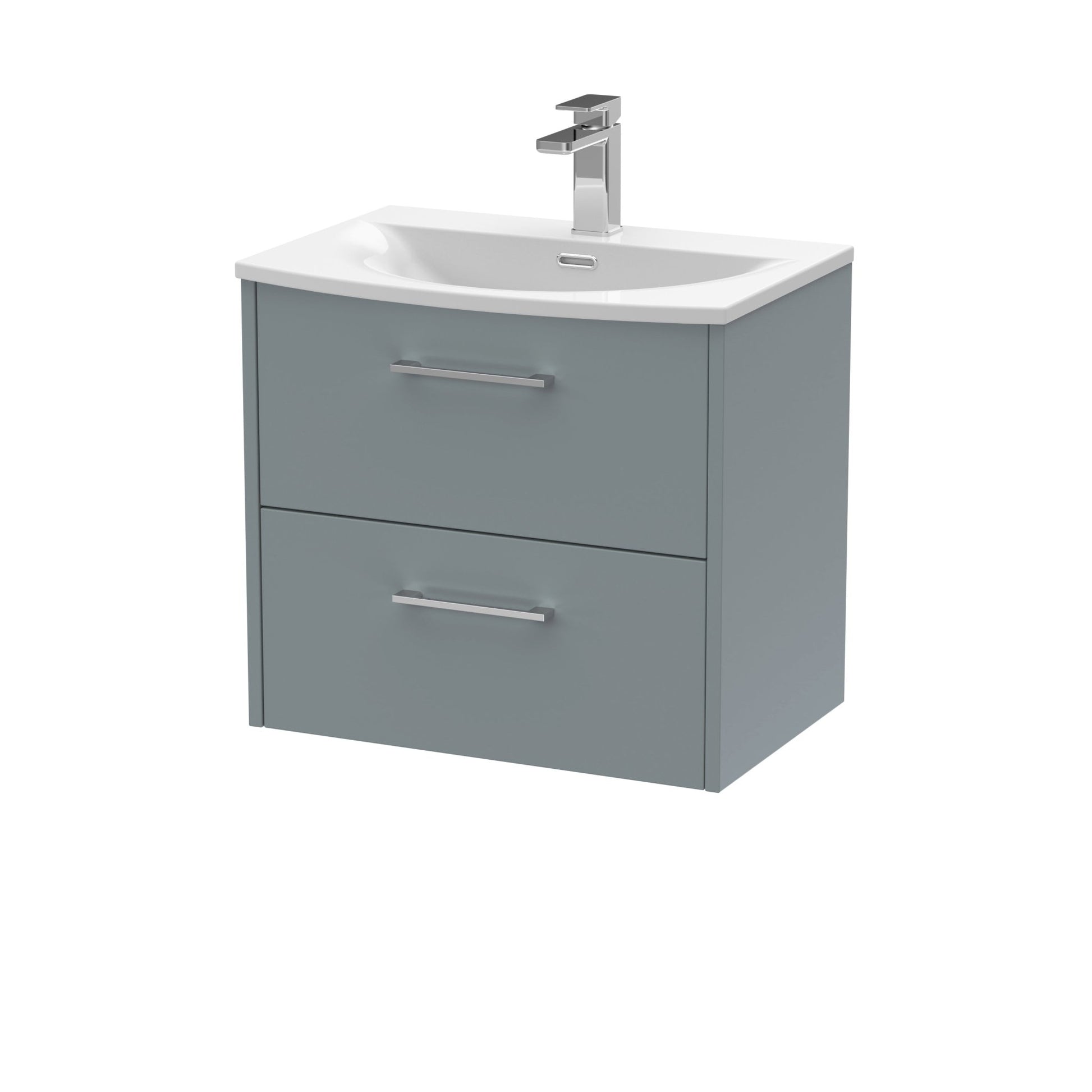 Hudson Reed Juno 600mm Wall Hung 2 Drawer Vanity & Basin 4 Contemp Coastal Grey MFC Smooth Matt 569x610x440mm - JJ Building Materials